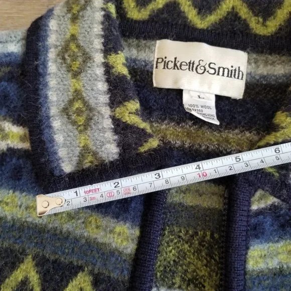 Vintage Wool Sweater Blue & Green Size Large - Picture 9 of 9